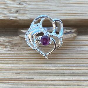 STS Sterling Silver 925 Amethyst Stone Ring. Size 6. EUC!